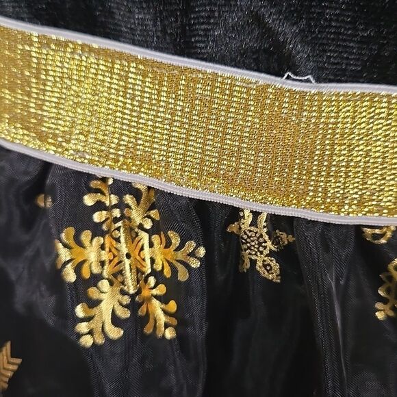 Big Girls Black Velvet & Gold Snowflake Tulle Holiday Dress Fit & Flare Festive - Picture 6 of 10